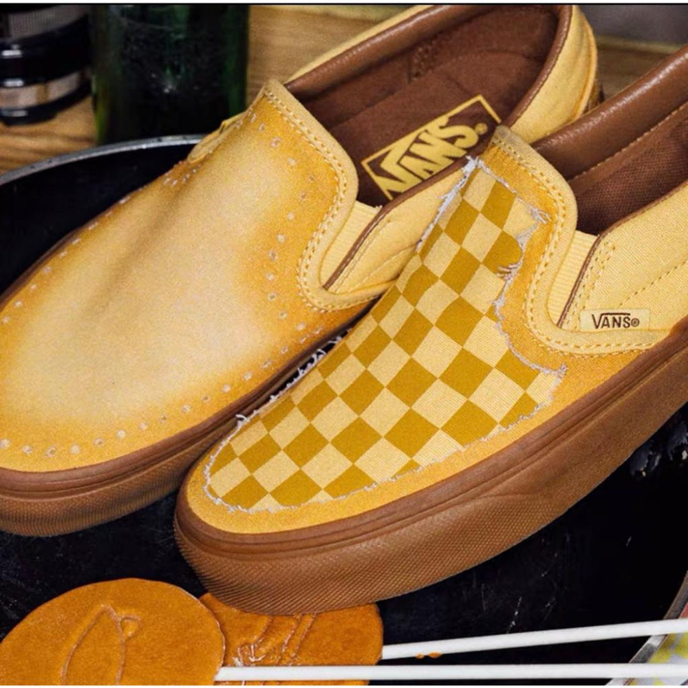 [unclev1966] Vans Knu Slip-on Korea 美食 棋盤格 焦糖 仿舊 懶人 麵包鞋 滑板鞋-細節圖3