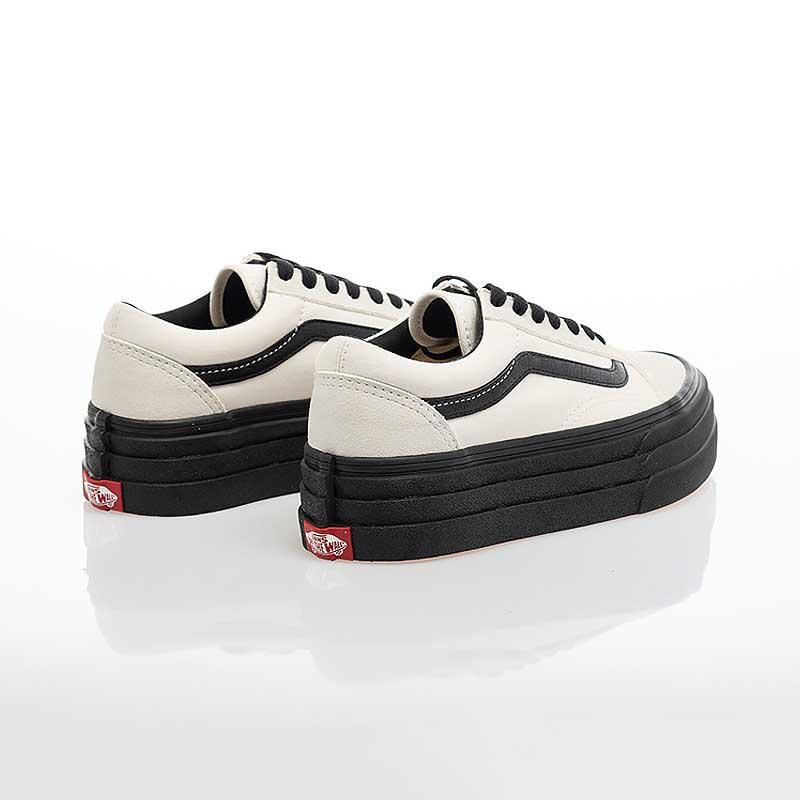 [unclev1966] Vans OLD SKOOL 3SOLE 白底黑線 麂皮 耐髒 增高 個性 厚底 滑板鞋-細節圖3