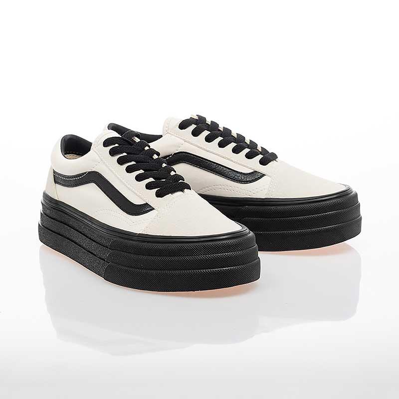 [unclev1966] Vans OLD SKOOL 3SOLE 白底黑線 麂皮 耐髒 增高 個性 厚底 滑板鞋-細節圖4