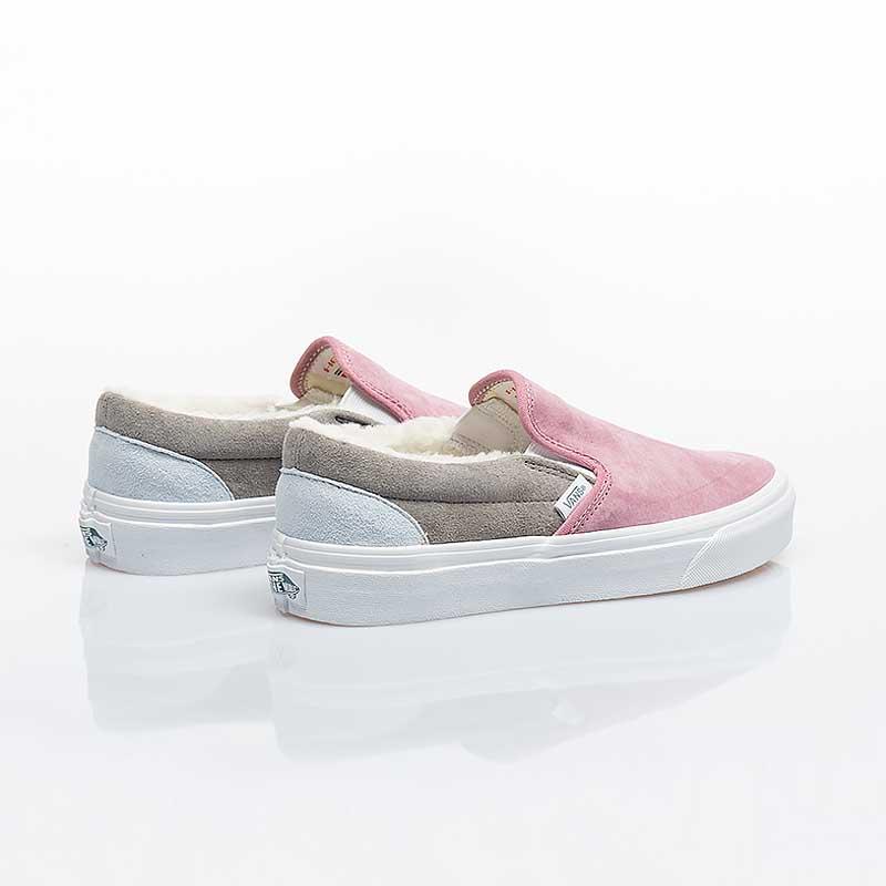 [unclev1966] Vans CLASSIC SLIP-ON 粉色 拼接 絨毛 秋冬 保暖 滑板 女款-細節圖3