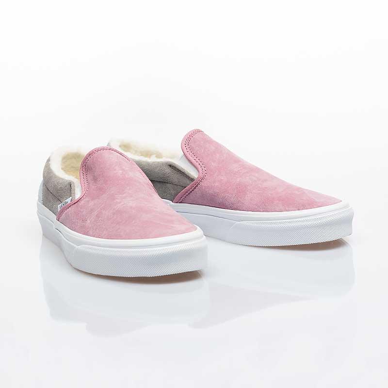 [unclev1966] Vans CLASSIC SLIP-ON 粉色 拼接 絨毛 秋冬 保暖 滑板 女款-細節圖4