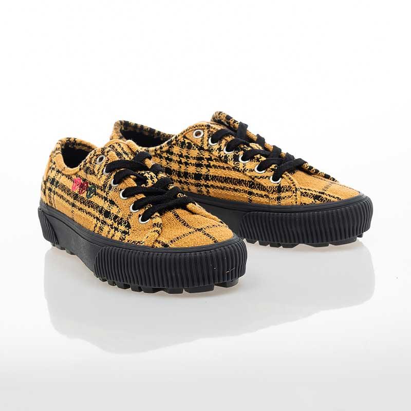 [unclev1966] Vans DELRIDGE SF STYLE 23 厚底 鬆餅底 黃色 學院 格紋 女生-細節圖2