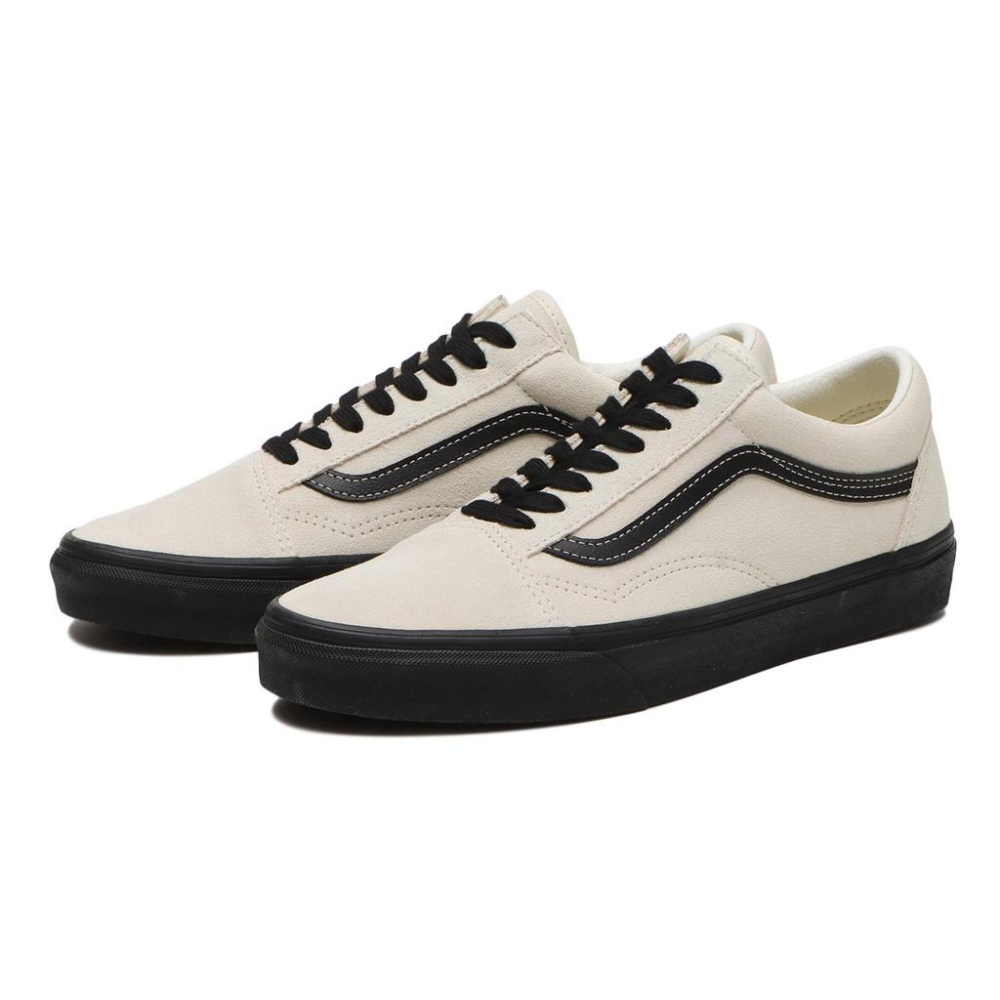 [unclev1966] 代購 Vans Old Skool 麂皮 米白 黑底 簡約 秋冬 日韓系 工裝 鞋帶 滑板鞋-細節圖2