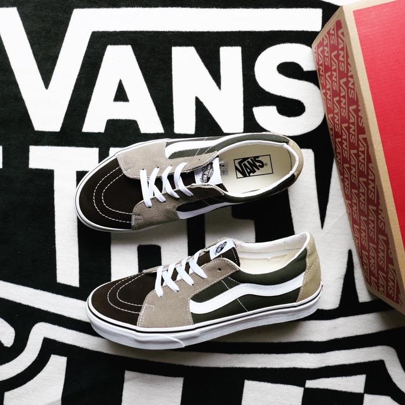 [unclev1966] Vans Sk8-LOW 拼接 鴛鴦奶茶 咖啡 棕色 墨綠 白線 日韓系 百搭款 男女-細節圖2