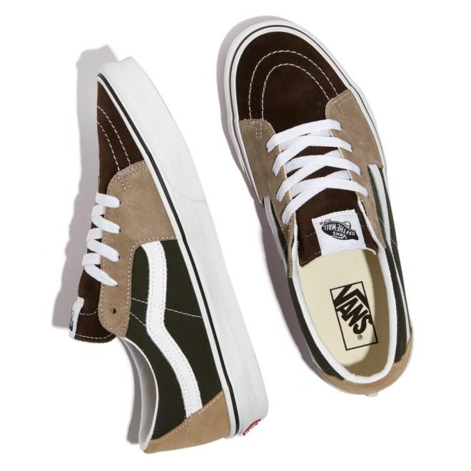 [unclev1966] Vans Sk8-LOW 拼接 鴛鴦奶茶 咖啡 棕色 墨綠 白線 日韓系 百搭款 男女-細節圖4