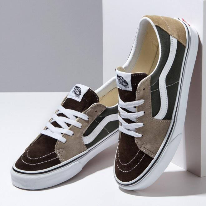 [unclev1966] Vans Sk8-LOW 拼接 鴛鴦奶茶 咖啡 棕色 墨綠 白線 日韓系 百搭款 男女-細節圖5