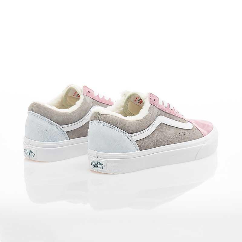 [unclev1966] Vans Old Skool 拼接 粉色 灰色 毛絨 秋冬必備 保暖 女款-細節圖4