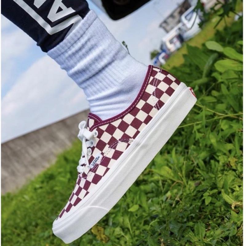 [unclev1966] Vans Authentic 44 Dx 安納海姆 紅豆 沙色 棋盤格 帆布 軟墊 滑板-細節圖2