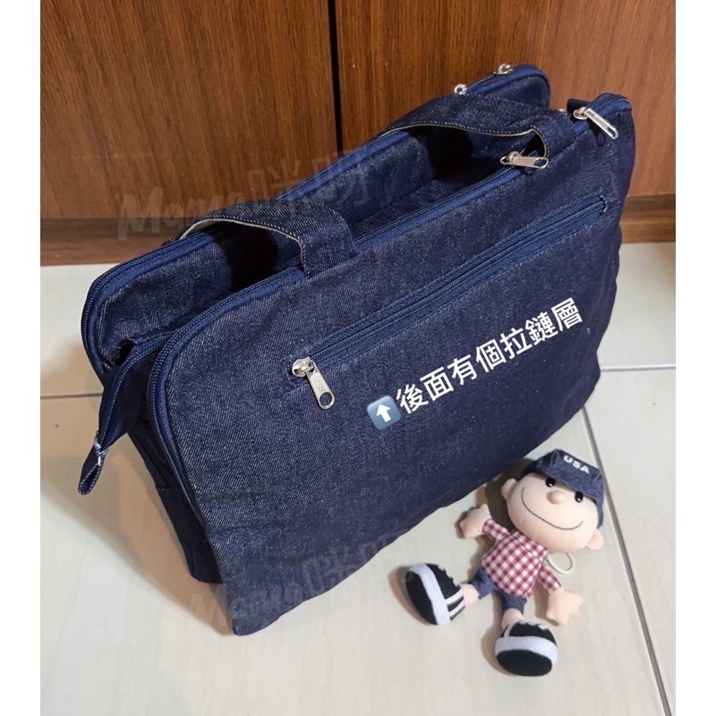Mama咪呀～可愛娃娃.復古學院風.牛仔丹寧斜背/側背包.出勤/文件/手提/收納/旅行/環保/補習.方便袋.超萌.全新-細節圖3