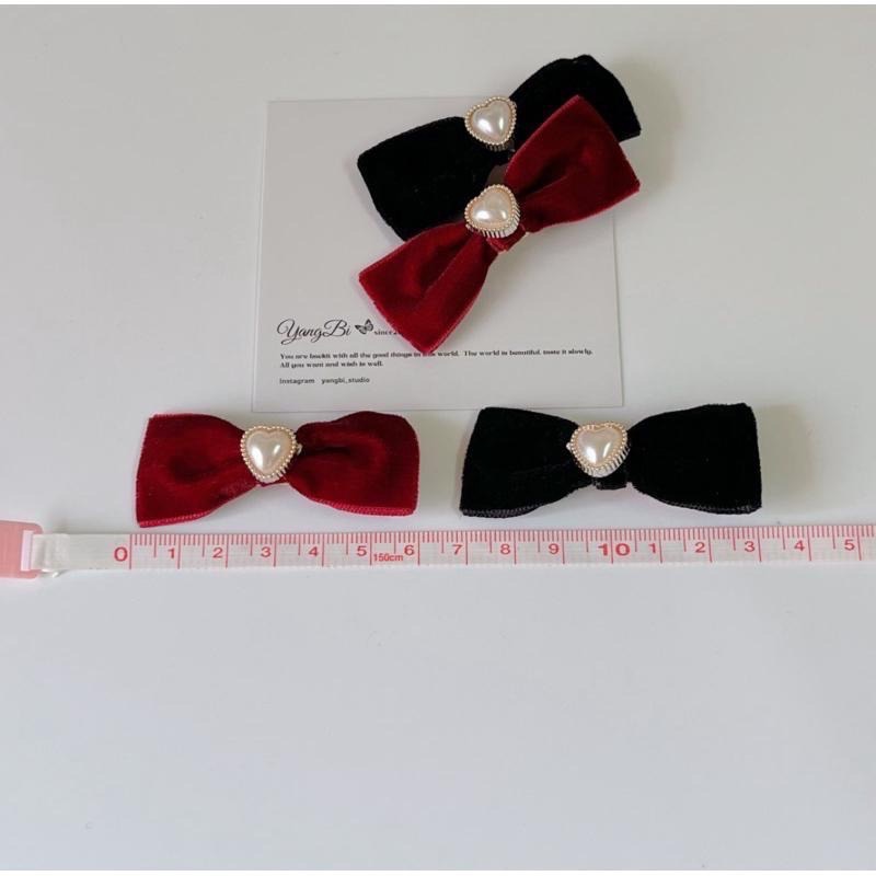 𝓨𝓪𝓷𝓰𝓑𝓲🫧絲絨蝴蝶結愛心珍珠髮夾 V256-細節圖5
