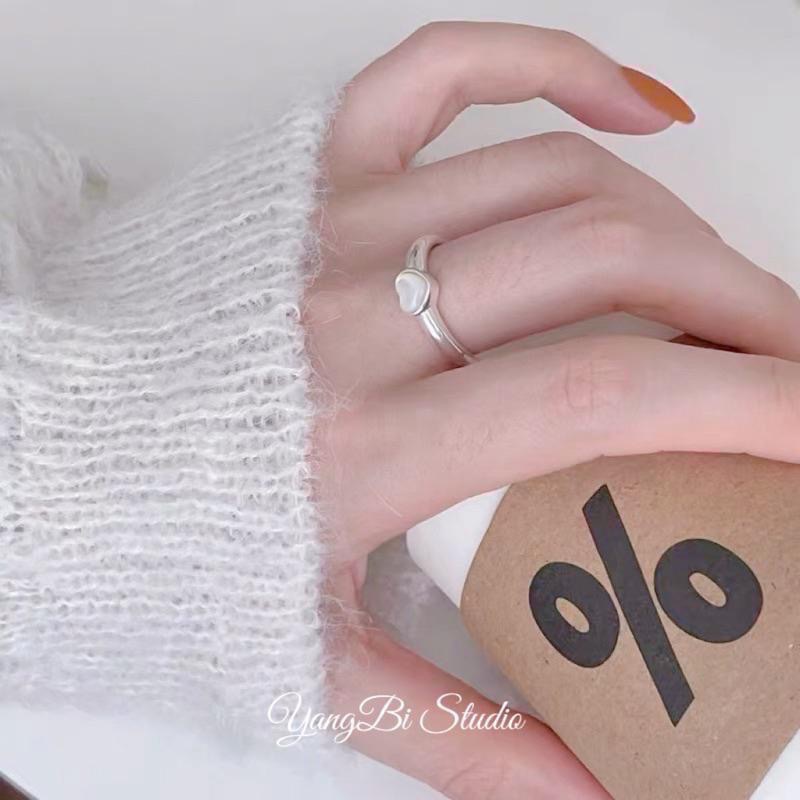 𝓨𝓪𝓷𝓰𝓑𝓲🫧S925銀｜天然愛心白貝母戒指 Y540-細節圖2