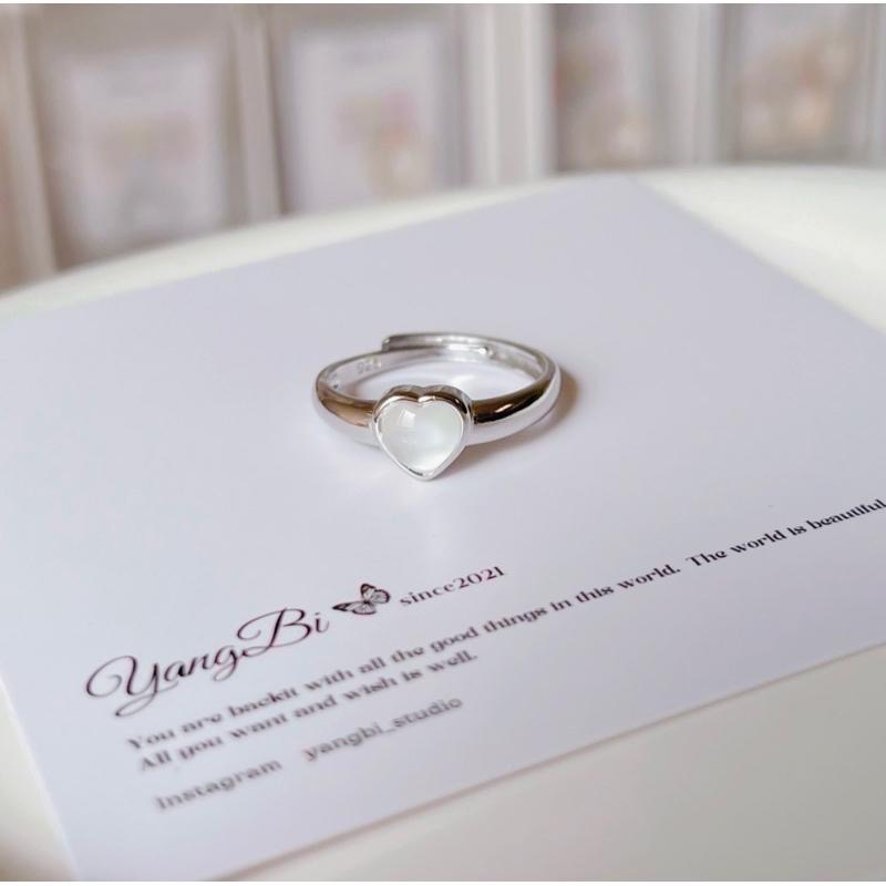 𝓨𝓪𝓷𝓰𝓑𝓲🫧S925銀｜天然愛心白貝母戒指 Y540-細節圖3