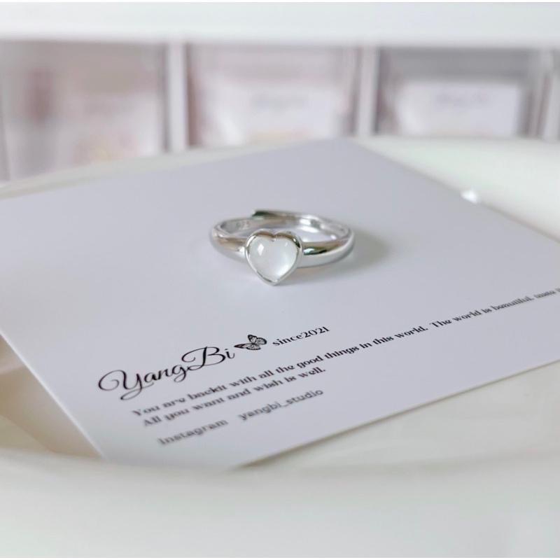 𝓨𝓪𝓷𝓰𝓑𝓲🫧S925銀｜天然愛心白貝母戒指 Y540-細節圖4