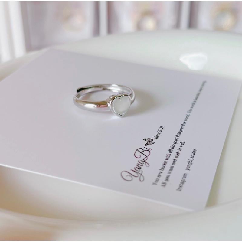 𝓨𝓪𝓷𝓰𝓑𝓲🫧S925銀｜天然愛心白貝母戒指 Y540-細節圖5