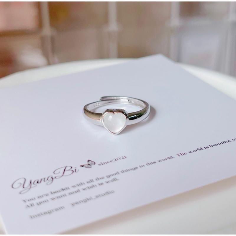 𝓨𝓪𝓷𝓰𝓑𝓲🫧S925銀｜天然愛心白貝母戒指 Y540-細節圖7