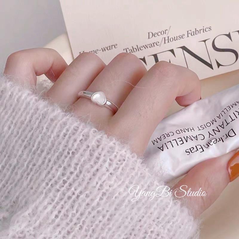 𝓨𝓪𝓷𝓰𝓑𝓲🫧S925銀｜天然愛心白貝母戒指 Y540-細節圖8