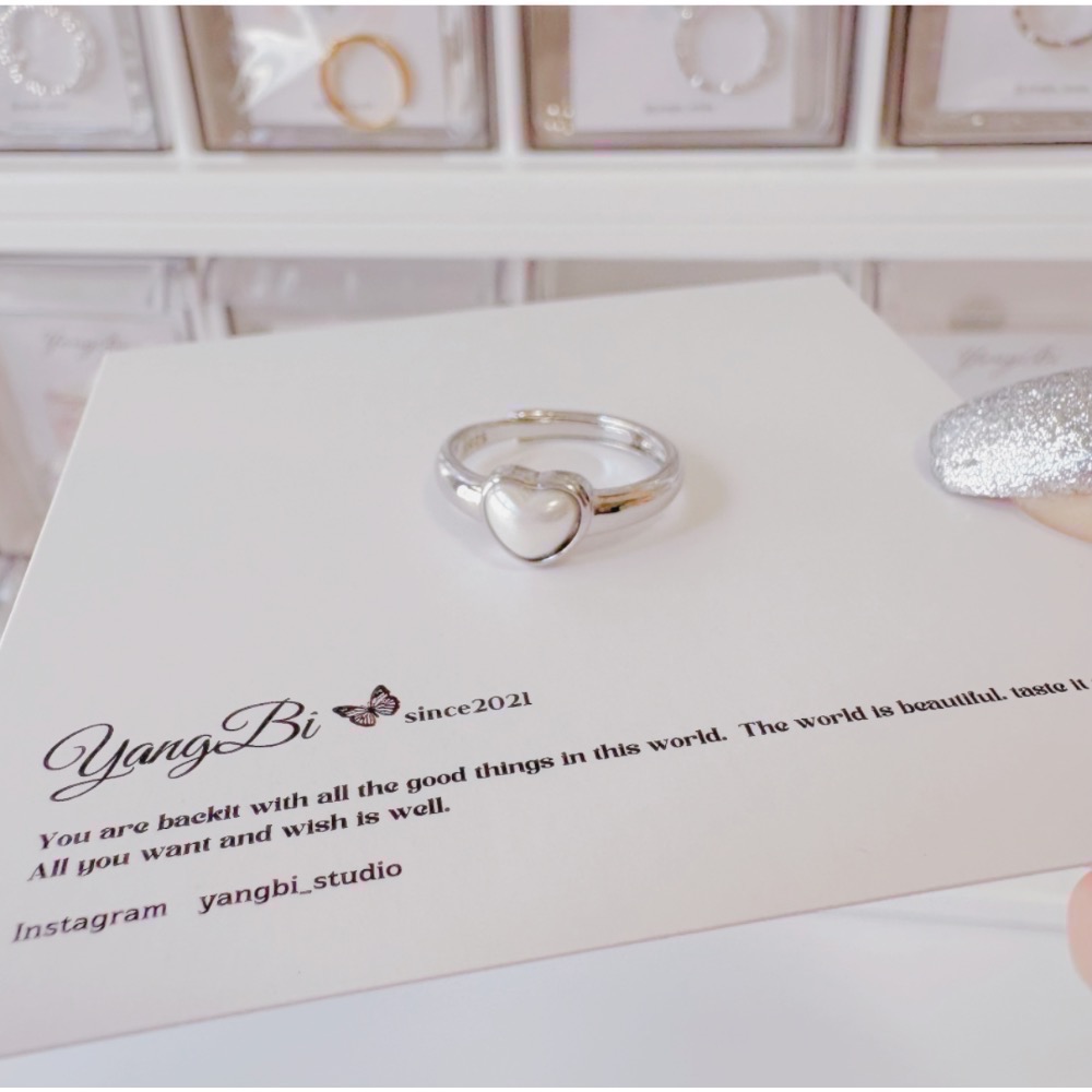 𝓨𝓪𝓷𝓰𝓑𝓲🫧S925銀｜天然愛心白貝母戒指 Y540-細節圖9