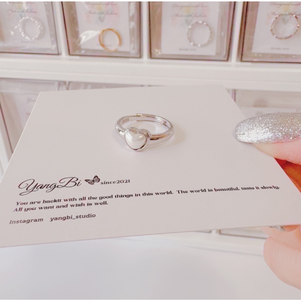 𝓨𝓪𝓷𝓰𝓑𝓲🫧S925銀｜天然愛心白貝母戒指 Y540-細節圖10