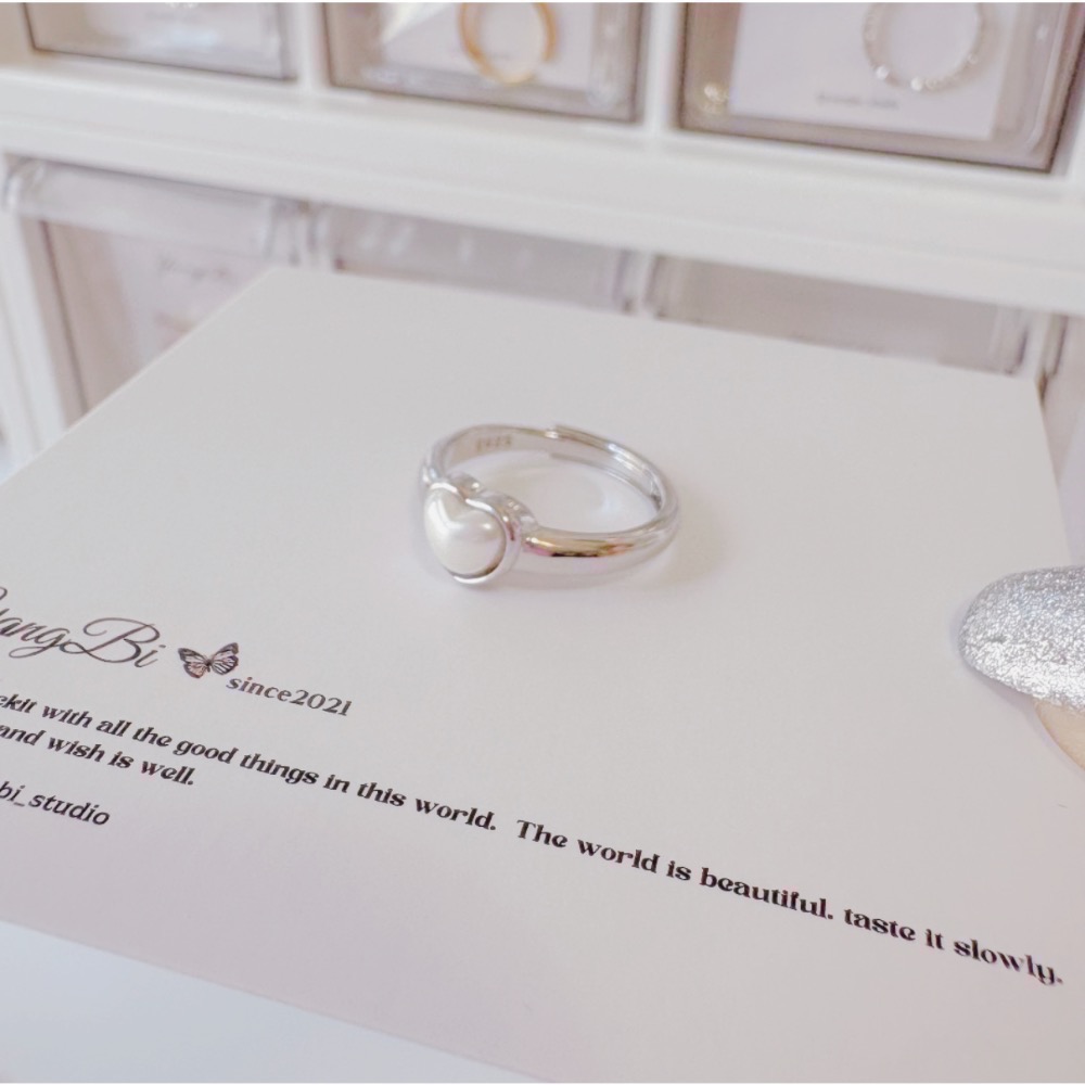 𝓨𝓪𝓷𝓰𝓑𝓲🫧S925銀｜天然愛心白貝母戒指 Y540-細節圖11