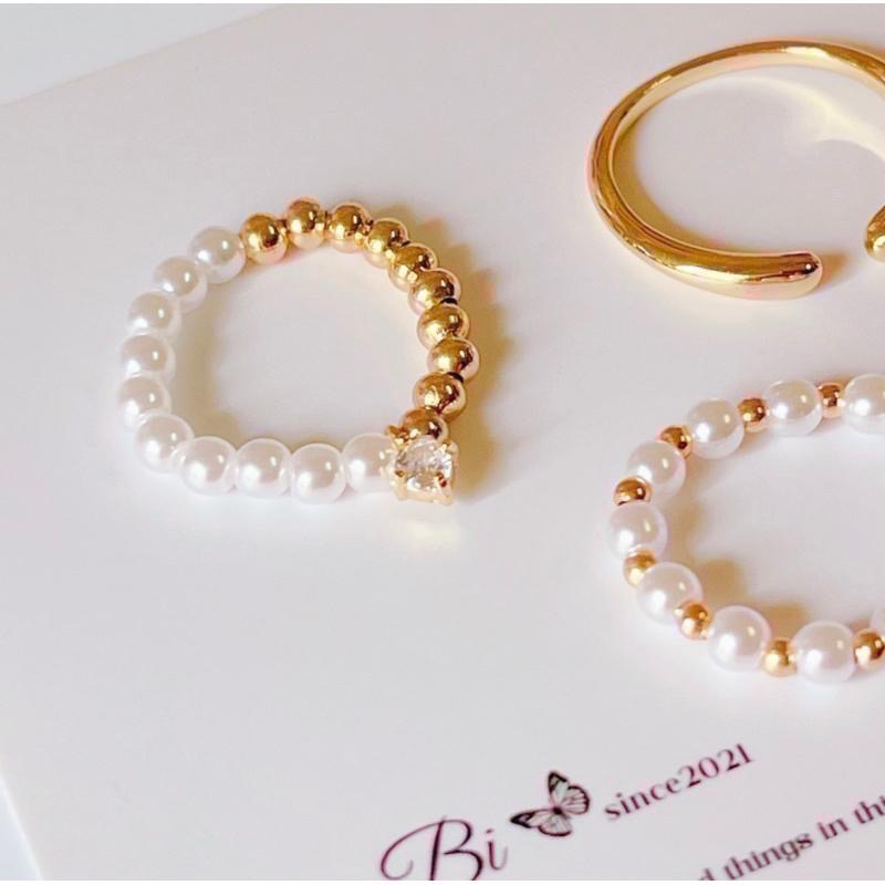 𝓨𝓪𝓷𝓰𝓑𝓲🫧闆娘自留百搭款｜真金電鍍珍珠戒指三件組 Y509-細節圖7