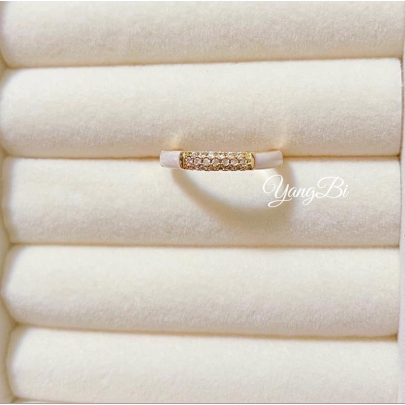 𝓨𝓪𝓷𝓰𝓑𝓲🫧闆娘自留款｜琺瑯釉白鑲鑽單層細戒 Y429-細節圖9