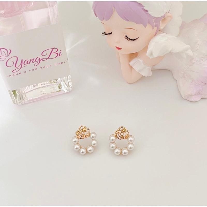 𝓨𝓪𝓷𝓰𝓑𝓲🫧S925銀針｜山茶花珍珠耳環 Y439-細節圖2