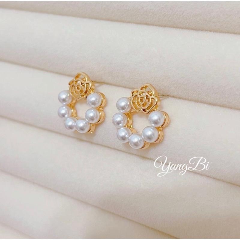 𝓨𝓪𝓷𝓰𝓑𝓲🫧S925銀針｜山茶花珍珠耳環 Y439-細節圖4