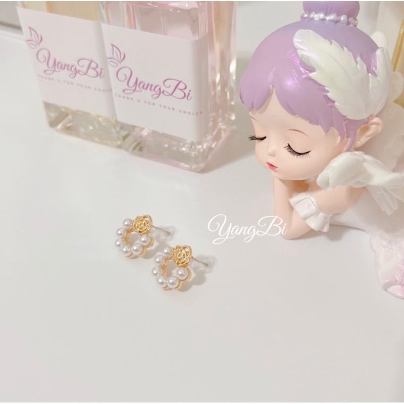 𝓨𝓪𝓷𝓰𝓑𝓲🫧S925銀針｜山茶花珍珠耳環 Y439-細節圖5