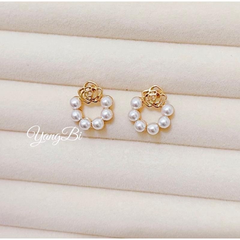 𝓨𝓪𝓷𝓰𝓑𝓲🫧S925銀針｜山茶花珍珠耳環 Y439-細節圖6