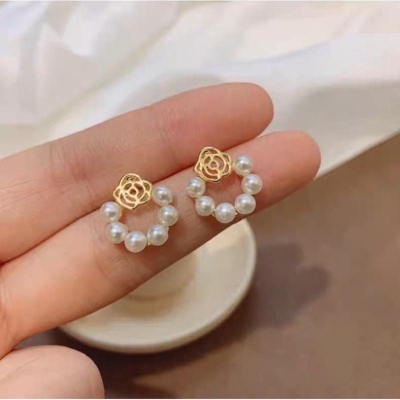 𝓨𝓪𝓷𝓰𝓑𝓲🫧S925銀針｜山茶花珍珠耳環 Y439-細節圖7