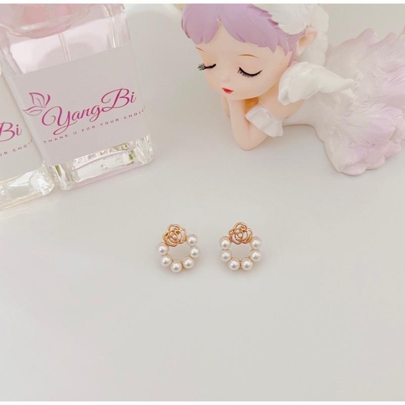 𝓨𝓪𝓷𝓰𝓑𝓲🫧S925銀針｜山茶花珍珠耳環 Y439-細節圖8