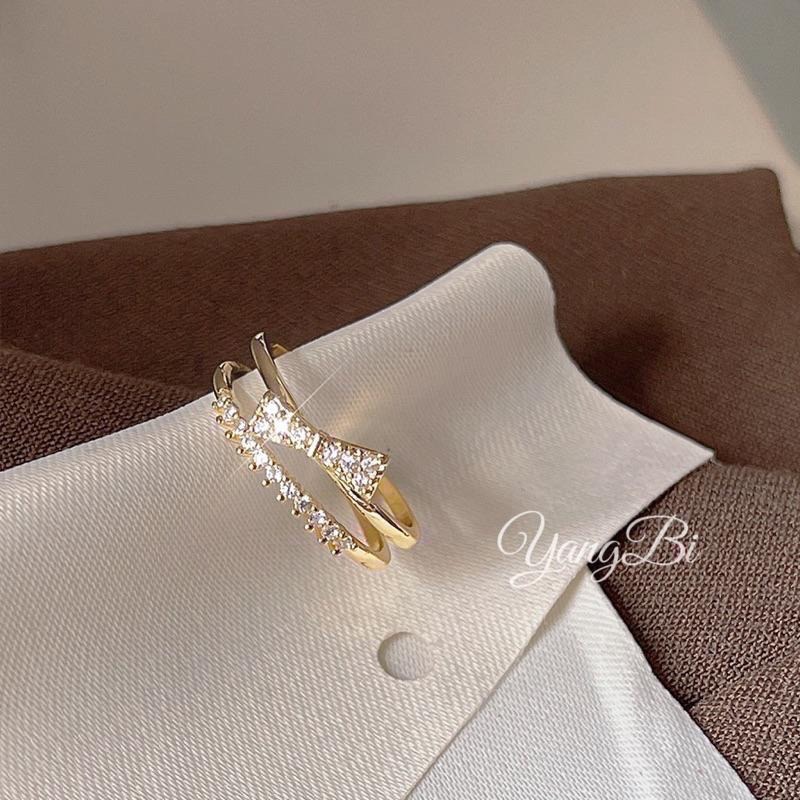 𝓨𝓪𝓷𝓰𝓑𝓲🎀甜美可期｜鍍真金加厚14K蝴蝶結雙層質感戒指 Y402-細節圖2