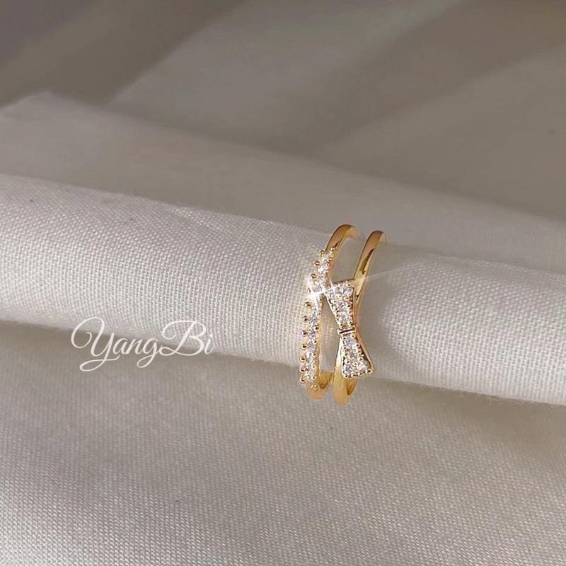 𝓨𝓪𝓷𝓰𝓑𝓲🎀甜美可期｜鍍真金加厚14K蝴蝶結雙層質感戒指 Y402-細節圖5