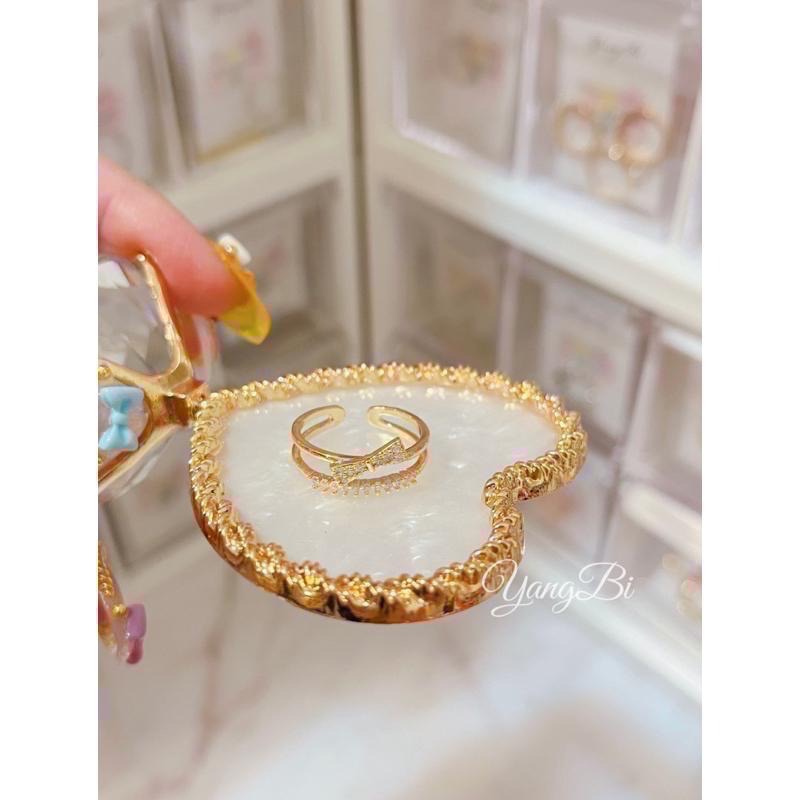 𝓨𝓪𝓷𝓰𝓑𝓲🎀甜美可期｜鍍真金加厚14K蝴蝶結雙層質感戒指 Y402-細節圖3