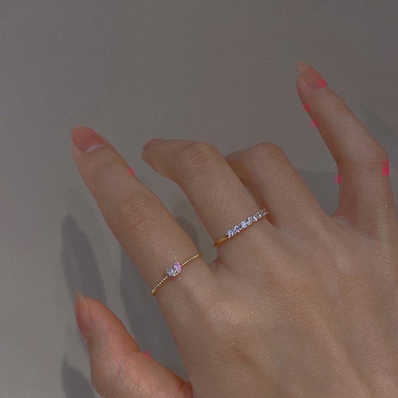 𝓨𝓪𝓷𝓰𝓑𝓲🇰🇷高保色🌱可愛到發芽｜精緻排鑽小巧愛心組合戒指 Y235-細節圖4