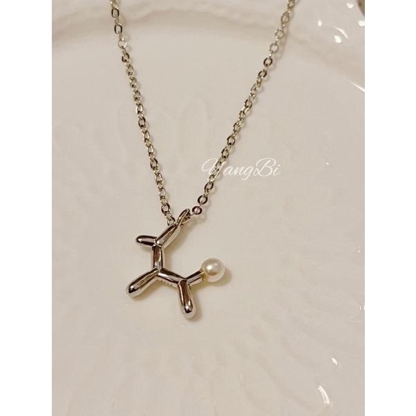 𝓨𝓪𝓷𝓰𝓑𝓲✨925純銀｜實品質感很好.珍珠氣球狗項鍊 Y339-細節圖2