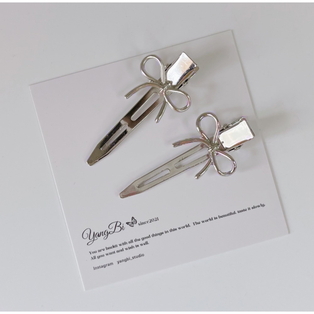 𝓨𝓪𝓷𝓰𝓑𝓲🫧金屬銀色蝴蝶結無痕瀏海夾 髮夾 V262-細節圖9