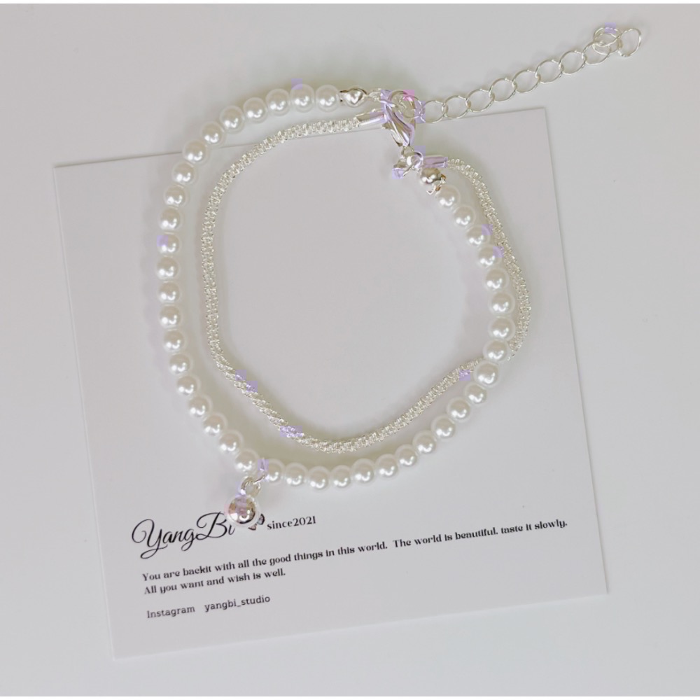 𝓨𝓪𝓷𝓰𝓑𝓲🫧925銀｜精緻感滿天星珍珠雙層手鍊 Y666-細節圖7