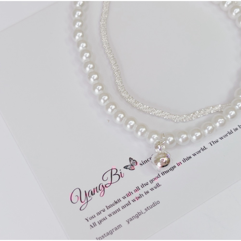 𝓨𝓪𝓷𝓰𝓑𝓲🫧925銀｜精緻感滿天星珍珠雙層手鍊 Y666-細節圖9