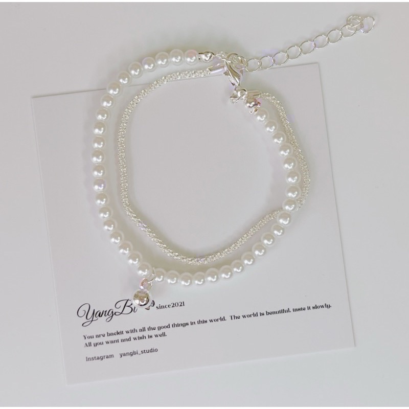 𝓨𝓪𝓷𝓰𝓑𝓲🫧925銀｜精緻感滿天星珍珠雙層手鍊 Y666-規格圖11