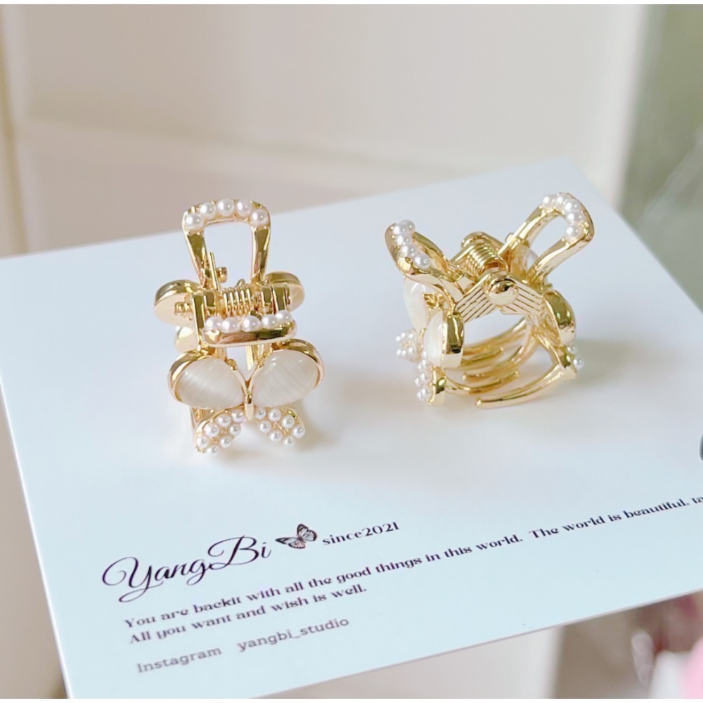 𝓨𝓪𝓷𝓰𝓑𝓲🩰貓眼珍珠蝴蝶小抓夾 髮夾 瀏海夾 V276-細節圖3