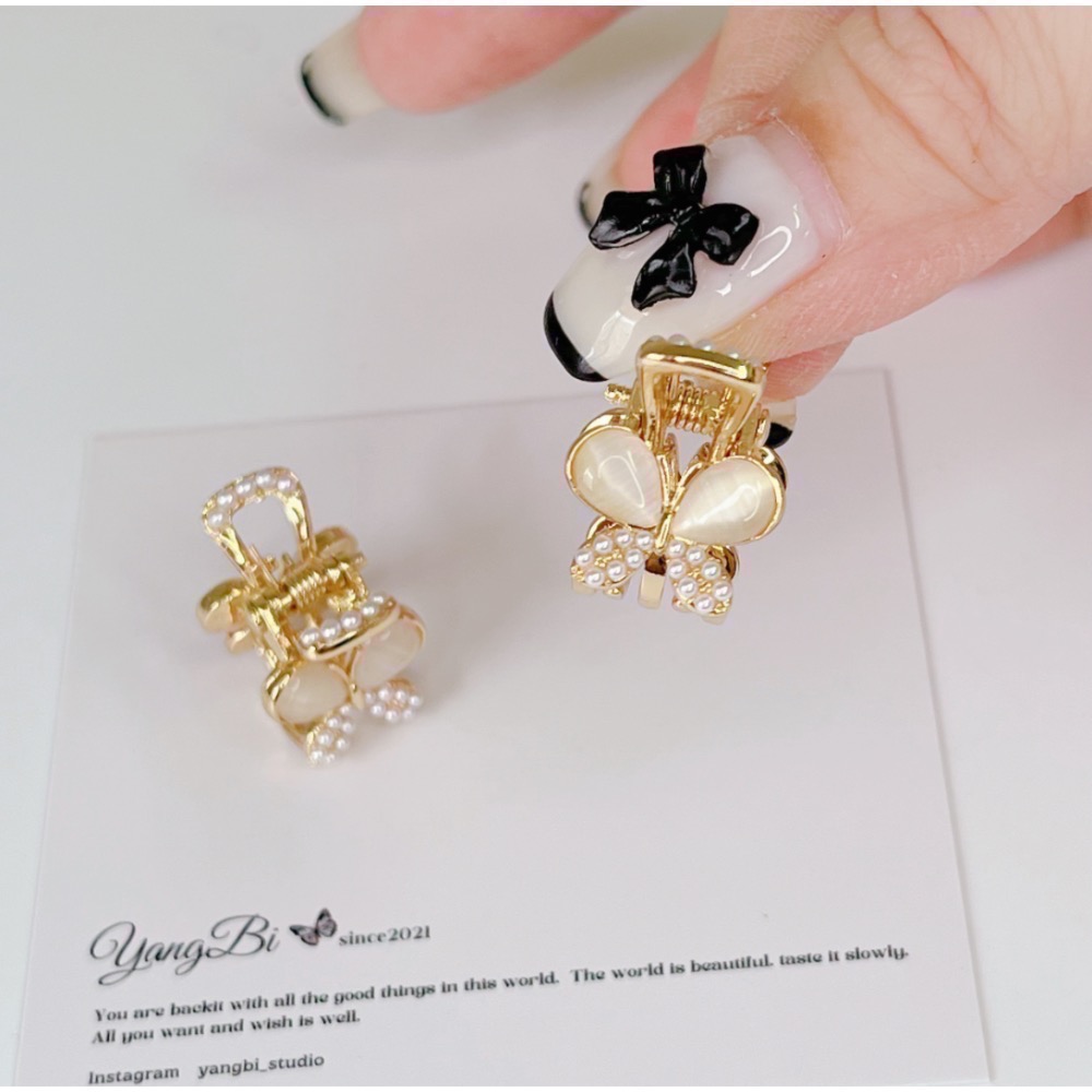 𝓨𝓪𝓷𝓰𝓑𝓲🩰貓眼珍珠蝴蝶小抓夾 髮夾 瀏海夾 V276-細節圖4