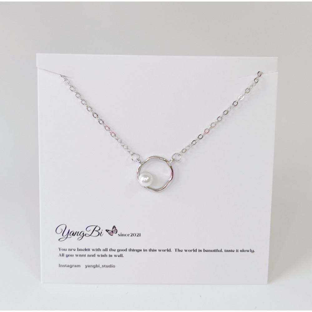 𝓨𝓪𝓷𝓰𝓑𝓲🩰925銀｜幾何液態金屬圓圈珍珠項鍊 Y674-細節圖8