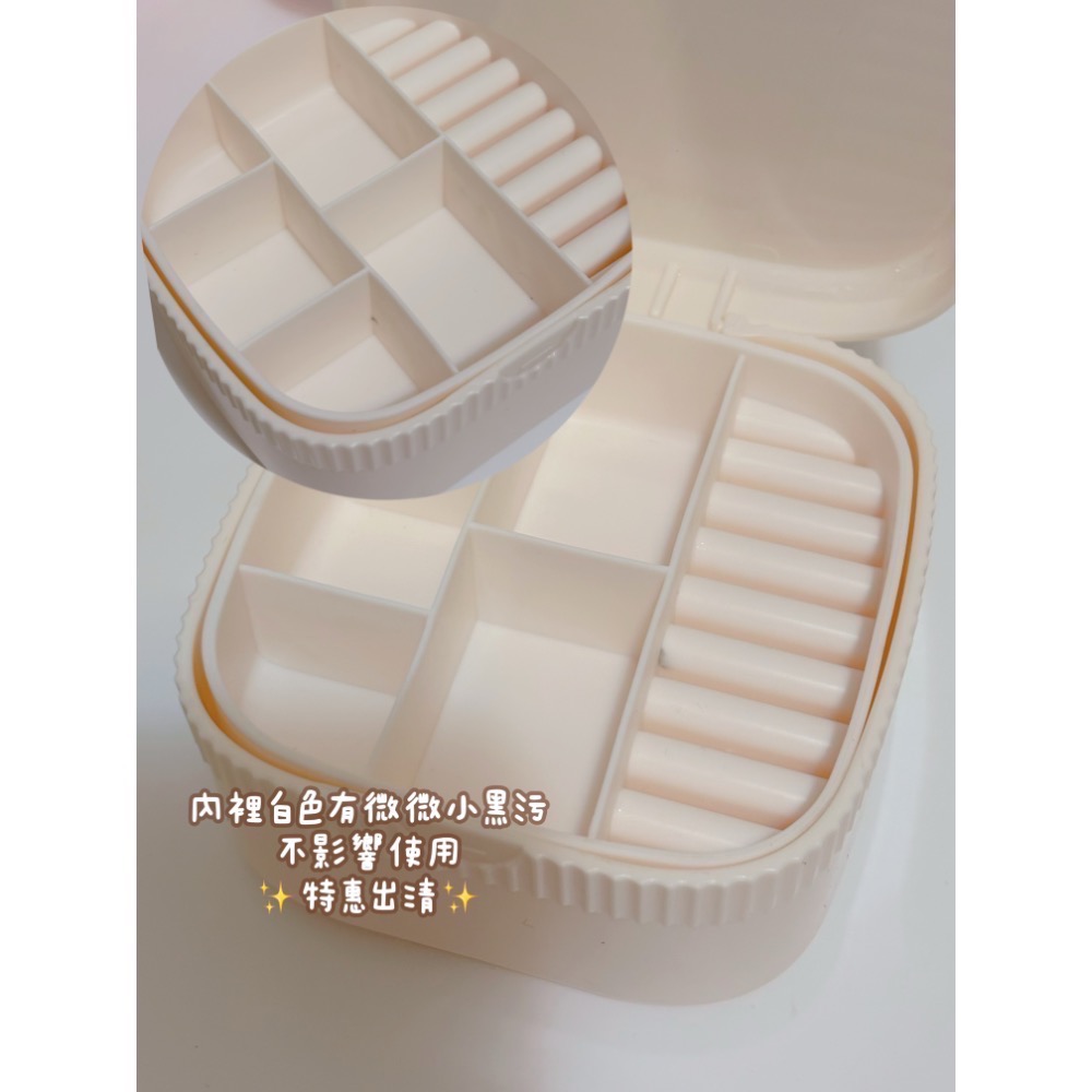 𝓨𝓪𝓷𝓰𝓑𝓲🫧帶鏡子三層多格奶油色飾品收納盒 C57-規格圖10