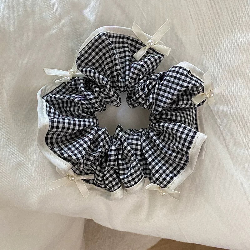 𝓨𝓪𝓷𝓰𝓑𝓲🩰精緻珍珠蝴蝶結格子大腸圈 V289-規格圖7