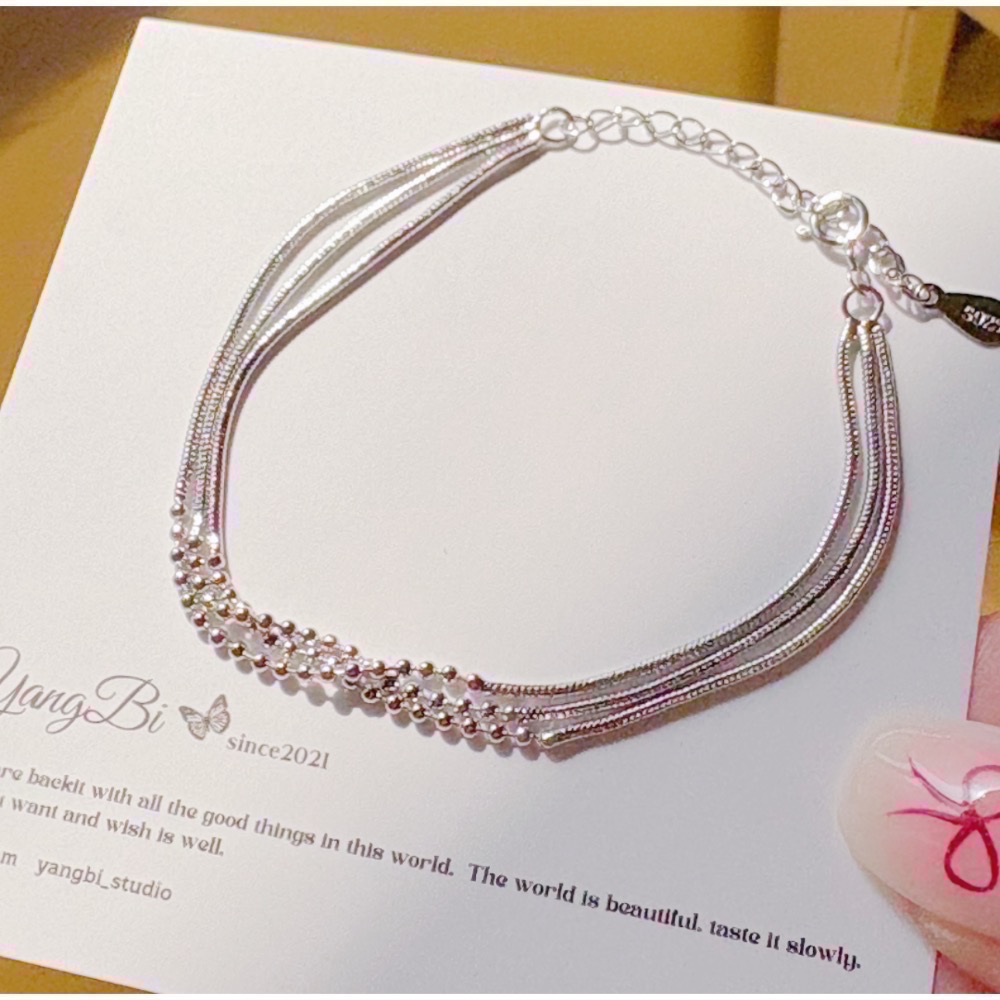 𝓨𝓪𝓷𝓰𝓑𝓲🩰925銀｜多層圓珠蛇骨手鍊 Y708-細節圖10