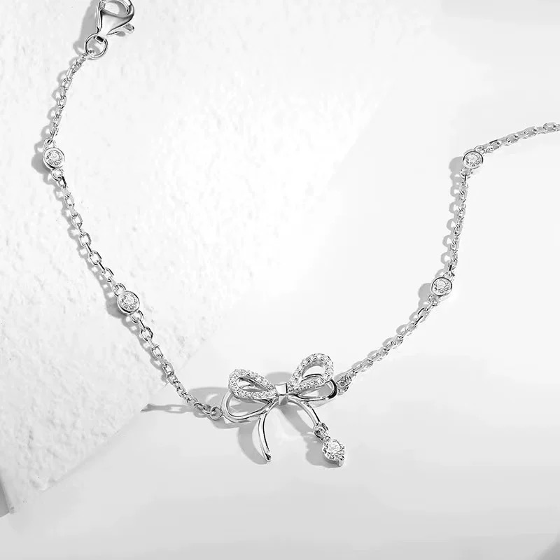 𝓨𝓪𝓷𝓰𝓑𝓲🩰925銀【疊加蝴蝶結鑲鑽手鍊】【閨蜜手鍊】 Y733韓國 抗過敏 不掉色-細節圖3