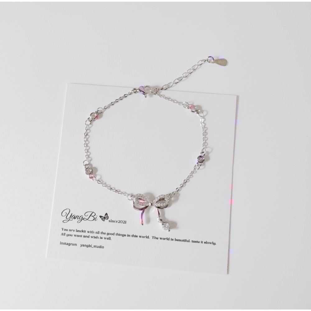 𝓨𝓪𝓷𝓰𝓑𝓲🩰925銀【疊加蝴蝶結鑲鑽手鍊】【閨蜜手鍊】 Y733韓國 抗過敏 不掉色-細節圖7