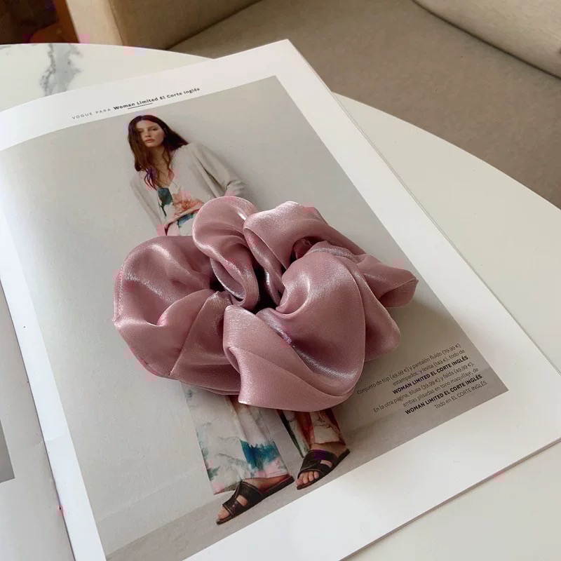 𝓨𝓪𝓷𝓰𝓑𝓲🩰ins風韓國氣質純色珠光綢緞大腸圈 V327-規格圖11