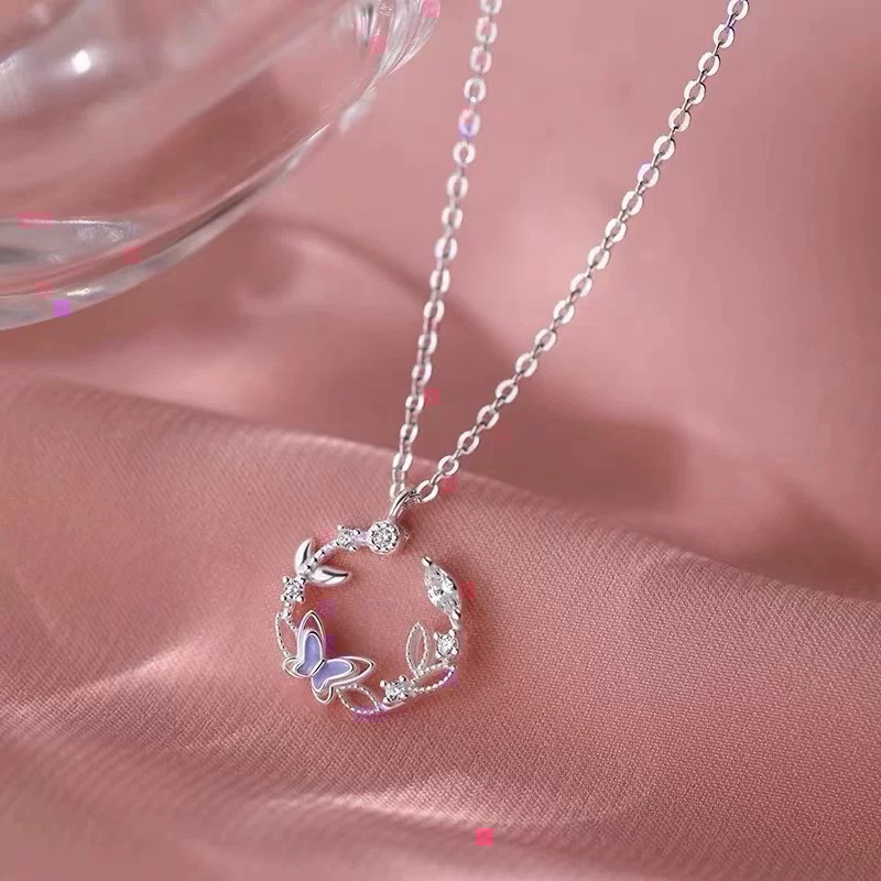 𝓨𝓪𝓷𝓰𝓑𝓲🩰925銀｜蝴蝶花環典雅項鍊Y740 韓國 爆款 鎖骨鍊-細節圖2